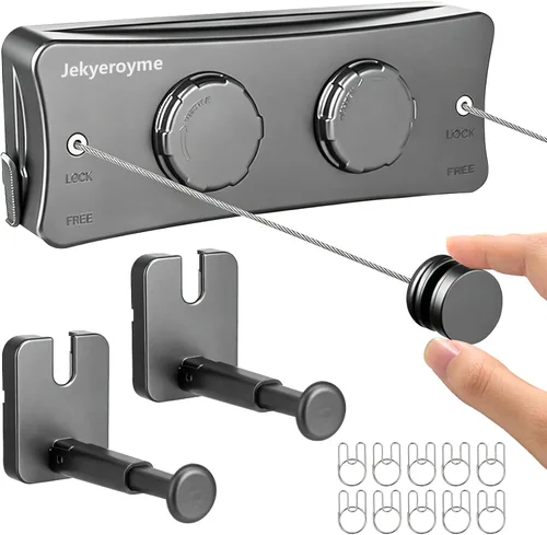 Miniatura 8 de Tendedero retráctil para interiores y exteriores, tendedero de secado montado en la pared que no se hunde, línea de ropa individual de alambre