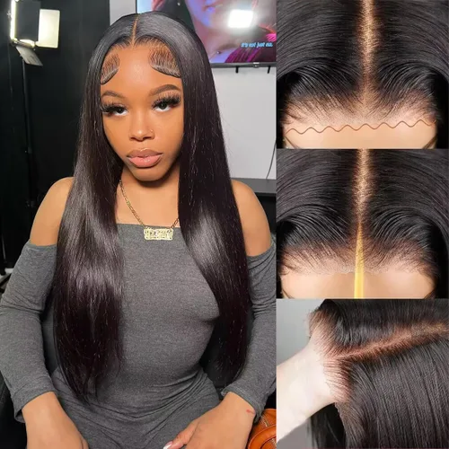 Miniatura 17 de Pelucas de cabello humano lacio de 20 pulgadas con encaje frontal de 13 x 6 pulgadas para mujeres negras, predepiladas con línea capilar natural
