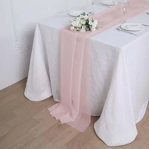 Miniatura 19 de Tableclothsfactory Camino de mesa de gasa de amatista de 22 x 80 pulgadas para bodas, fiestas, banquetes, decoración, ajuste rectangular y mesa