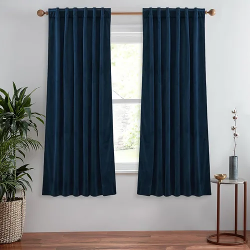 Miniatura 51 de StangH Cortinas de terciopelo súper suaves con pestaña trasera, cortinas azul marino para puerta corredera, decoración de lujo, cortinas opacas