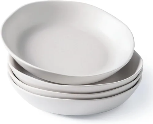 Miniatura 11 de AmorArc 9.75'' de cerámica cuencos grandes para pasta, juego de 4 cuencos planos de gres de 38 onzas para servir, cuencos aptos para horno