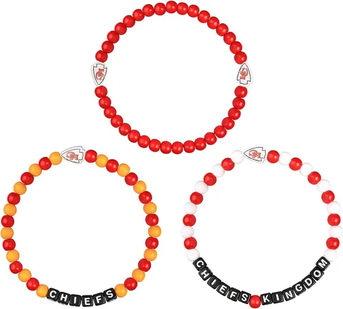 Miniatura 3 de FOCO NFL unisex-adult NFL Team Logo Officially Licensed 3-Pack Beaded Friendship Bracelets Cuentas