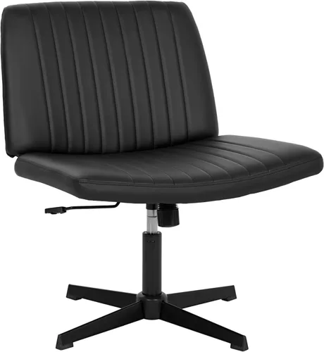 Miniatura 11 de PayLessHere Silla cruzada Rosa Silla de escritorio ancha y sin brazos sin ruedas Giratorio 360, altura ajustable y base de metal estable