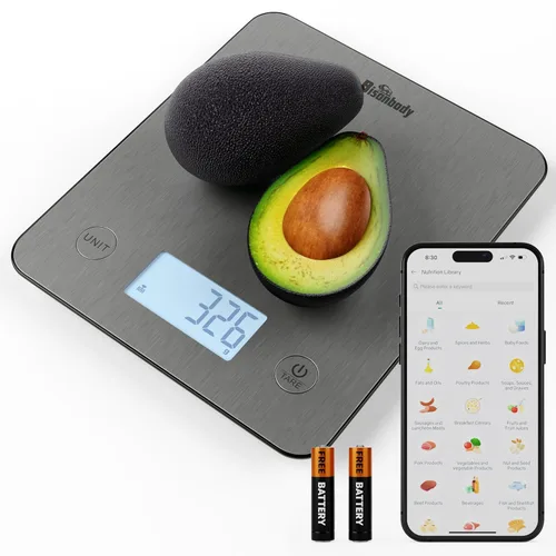 Miniatura 8 de Báscula inteligente de alimentos para preparación de comidas con calculadora nutricional, rastreador de macro de calorías, báscula digital de cocina