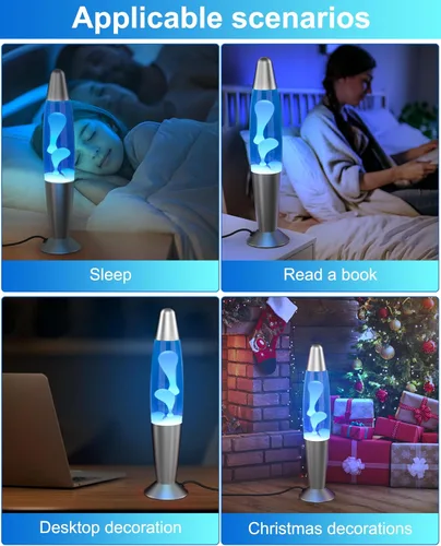 Miniatura 2 de Lámpara de movimiento LED azul para adultos y niños, lámparas de movimiento líquido con flujos de cera blanca, luz nocturna para decoración
