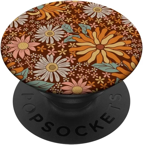 Retro Flowers Meadow Floral Groovy 70s 1970 PopSockets intercambiables PopGrip