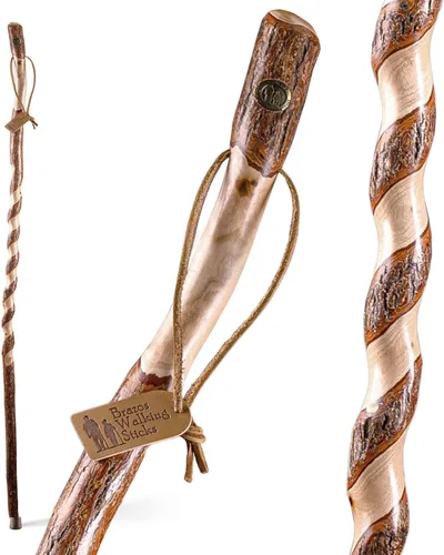 Miniatura 5 de Brazos Rustic Wood Walking Stick, Twisted Sassafras, Traditional Style Handle, for Men & Women, Made in The USA