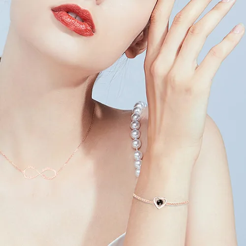 Miniatura 8 de JINLIN Pulseras de proyección personalizadas, pulseras de fotos personalizadas para mujeres y hombres, pulsera con texto en inglés "I Love You