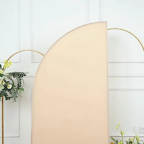 Miniatura 3 de Balsa Circle 6 x 3 pies, color beige mate, de elastano, media luna, arco de boda, telón de fondo, cubierta de soporte, fiesta, eventos, recepción