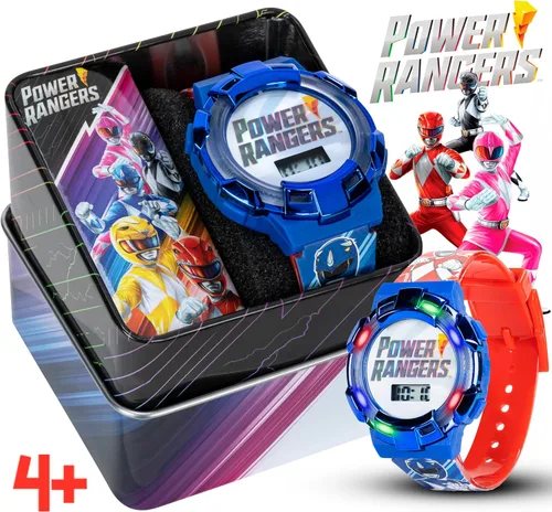 Miniatura 5 de Power Rangers - Reloj para niños, bisel iluminado con luces giratorias, pantalla LCD, fácil de leer, correa de plástico ajustable, perfecto