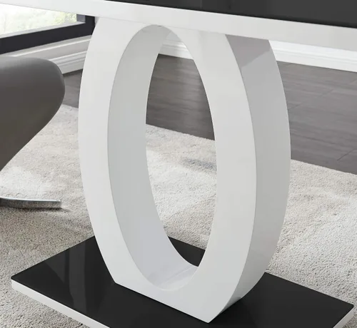 Miniatura 4 de Furniturebox UK Giovani - Juego de mesa de comedor de cristal negro y blanco de alto brillo y 4 sillas Lorenzo