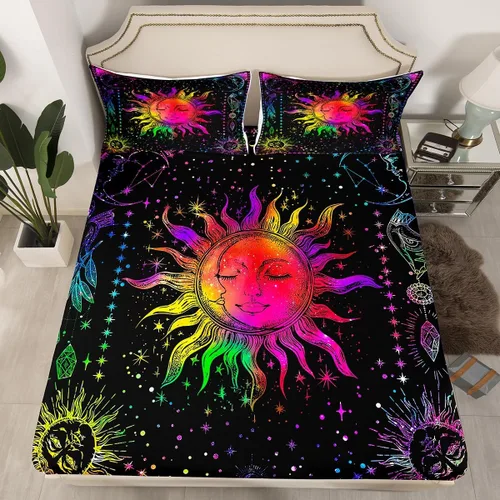 Miniatura 58 de Erosebridal Southwestern - Sábanas de cama bohemias aztecas, tamaño individual, sábanas hippie de cachemira, ropa de cama de estilo exótico, funda