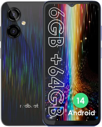 Redbeat Teléfonos celulares Android 14 desbloqueados D5 8 núcleos 1.6GHz procesador 6.52 pulgadas IPS, 5000mAh, 6GB RAM 64GB ROM expandible 1TB,