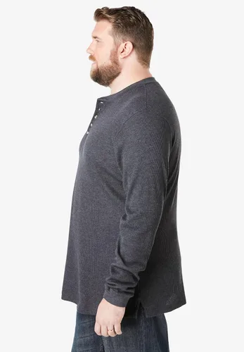 Miniatura 4 de Kingsize Big & Tall Playera térmica Henley, con tejido tipo waffle.
