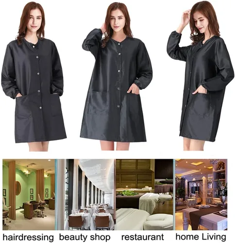 Miniatura 4 de TOPTIE Negro Salón Smock Peluquero Ropa de Trabajo Peluquería Cabo Estilista Peluquero Chaqueta de Peluquero Mascotas