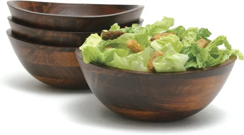 Miniatura 5 de Lipper International Tazón para Servir con Borde Ondulado con Acabado de Cereza con 2 Cucharas para Ensalada, Grande, 13" x 12.5" x 5", Juego de 3
