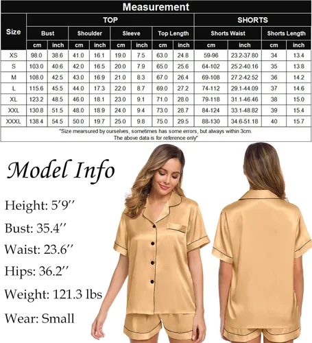 Miniatura 6 de SWOMOG Womens Silk Satin Pajamas Set Two-piece Pj Sets Sleepwear Loungewear Button-Down Pj Sets
