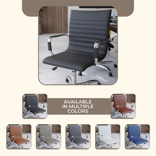 Miniatura 6 de LeisureMod Silla de oficina ejecutiva ergonómica con soporte lumbar, silla de escritorio giratoria de cuero ajustable, silla de computadora