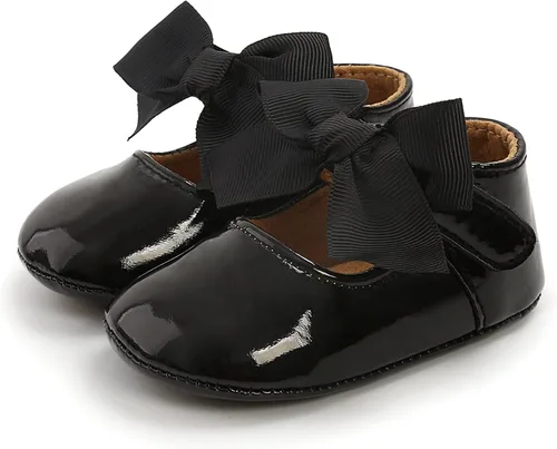 Miniatura 4 de WILLFUN Zapatos planos Mary Jane para bebés y niñas con lazo, vestido de princesa, zapatos de cuna, suela de goma suave antideslizante