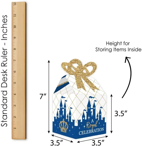 Miniatura 7 de Big Dot of Happiness Royal Prince Charming – Cajas de regalo cuadradas – Cajas de lazo para baby shower o fiesta de cumpleaños – Juego de 12