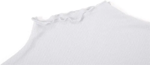 Miniatura 4 de POPZONE - Camisa de manga larga con cuello alto falso, ajustada, de punto acanalado