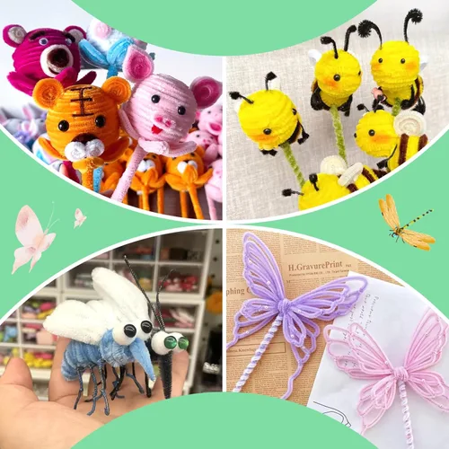 Miniatura 6 de 100 Piezas Limpiadores de Pipa Tallo de Chenilla, Juego de Limpiadores de Pipa Verde Fruta para Manualidades DIY Artes Decoraciones, Tallos