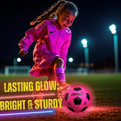 Miniatura 4 de Pelota de fútbol que brilla en la oscuridad Regalo deportivo para niñas de 6 a 15 años Pelota LED iluminada con 3 baterías extra y bomba