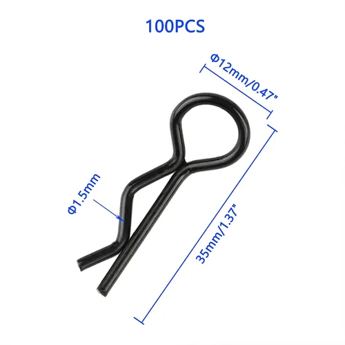 Miniatura 2 de 100 piezas de clips de cuerpo RC universales Springy R Pines para todos los coches de carretera a escala 1/8 en carretera Buggy Rock Crawler Truck