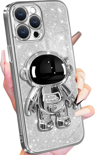 Miniatura 8 de Buleens Funda para iPhone 13 Pro Astronauta, Fundas Transparentes para iPhone 13 Pro con Papel Brillante y Soporte de Astronauta, Mujeres Niñas Rosa