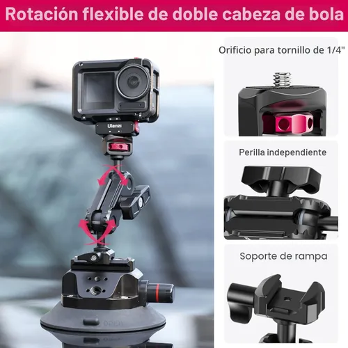 Miniatura 5 de ULANZI SC-02 Soporte de succión de 4.5 pulgadas, soporte de brazo mágico para cámaras réflex digitales, cámara de acción, filmación de video
