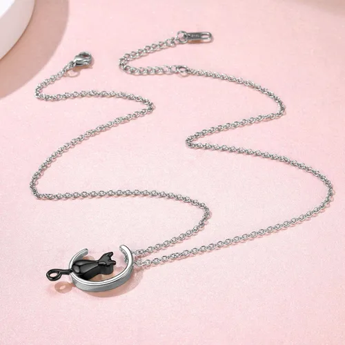 Miniatura 242 de FindChic Collares personalizados con urna para cenizas, barra vertical, gato, luna, reloj de arena, garra de perro, acero inoxidable, chapado en oro