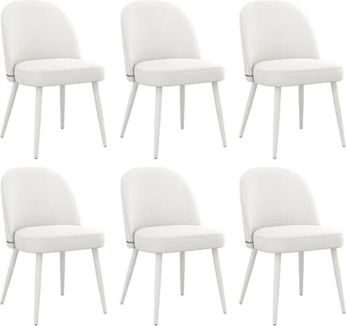 Miniatura 14 de KCC Juego de 2 sillas de comedor modernas de piel sintética, sillas de cocina tapizadas, sillas laterales sin brazos con respaldo curvado y patas