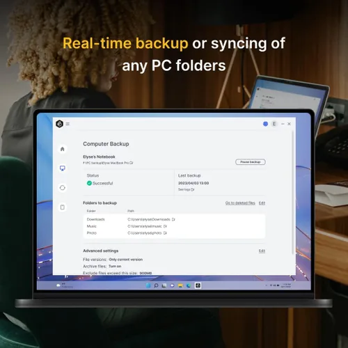 Miniatura 3 de Synology BeeDrive 2TB │ Copia de seguridad simultánea de archivos de Windows y fotos de iOS/Android │ Transfiere archivos de teléfono inteligente a