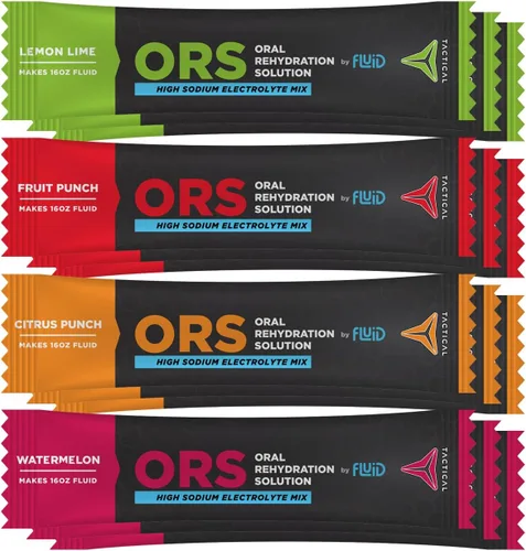 Miniatura 10 de Fluid Tactical - ORS (solución de rehidratación oral), se recupera más rápido, electrolitos de deshidratación extrema, paquete de 12 (Fruit Punch)