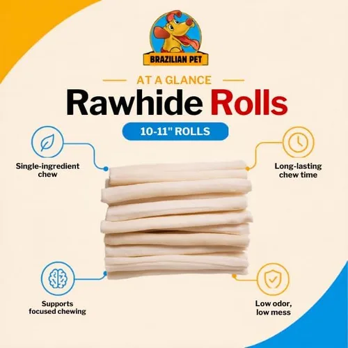 Miniatura 4 de Brazilian Pet Rollos Retriever Premium de 10-11 pulgadas (paquete de 18) - 100% natural hoja individual de cuero crudo