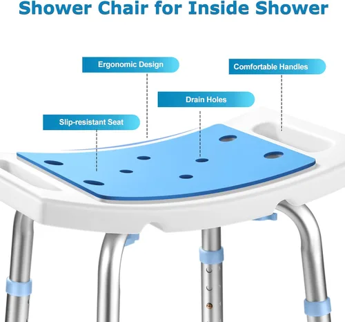 Miniatura 5 de Aliseniors - Silla de ducha para ducha interior - Taburete de baño antideslizante con asiento acolchado y agujeros para la tina y el baño - Banco