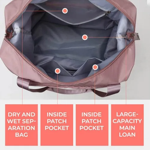 Miniatura 5 de Bolsa de viaje plegable de gran capacidad, seca y húmeda, separada, plegable, bolsa de gimnasio, bolsa de viaje de moda, espacio expandible