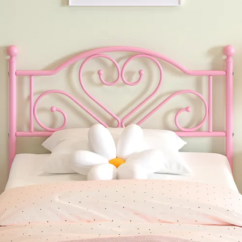 Miniatura 5 de Weehom Base de cama individual con cabecero, plataforma de metal resistente debajo de la cama, espacio de almacenamiento fácil de montar para niños