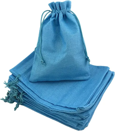 Miniatura 66 de Palmhomee Paquete de 20 bolsas de regalo de arpillera con cordón, bolsas de joyería de lino, bolsas de yute de boda para joyas y bolsas