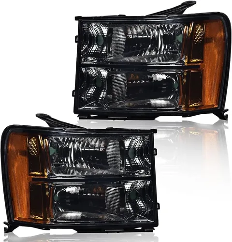 Miniatura 12 de CHEDA Faros delanteros, compatibles con GMC Sierra 1500 2500HD 3500HD 2007-2013, faros delanteros de cristal, lente transparente, carcasa negra