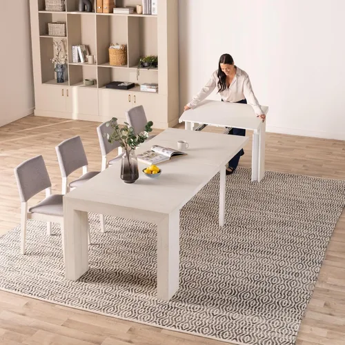 Miniatura 12 de Transformer Table - Mesa de comedor extensible de madera maciza, asientos 2-12, mesa de comedor expandible, muebles que ahorran espacio, muebles