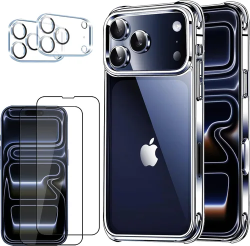 Miniatura 12 de Funda transparente 5 en 1 para iPhone 12 Pro de 6.1 pulgadas, con 2 protectores de pantalla HD + 2 protectores de lente de cámara, película