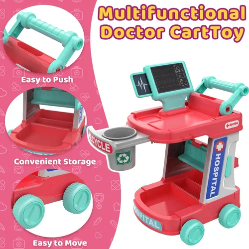 Miniatura 5 de Kit de médico para niños – Juego de doctor de simulación para niños pequeños con estetoscopio – Juego médico de juguete para niños y niñas – Kit