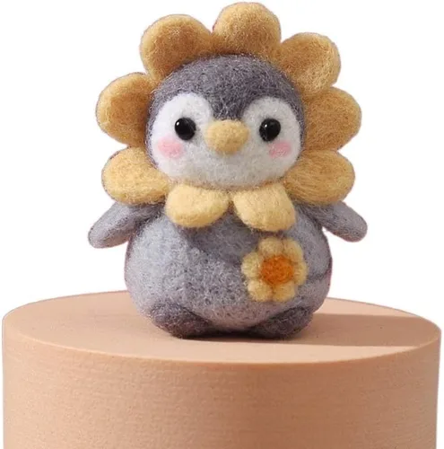 Miniatura 13 de Kit de fieltro de aguja de lana de pingüino para principiantes, kit de fieltro con almohadilla de fieltro de aguja, agujas de fieltro, lana