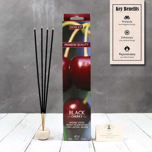 Miniatura 4 de Hosley Paquete de 120 varillas de incienso + paquete de 120 unidades (total 240), cereza negra, paquete a granel perfecto para el hogar, meditación