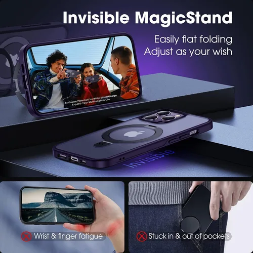 Miniatura 6 de CASEKOO- Funda para iPhone 14 Pro Max, c/soporte magnético invisible [protecc. militar contra caídas] [compatible c/MagSafe], a prueba de impactos