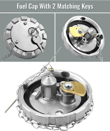 Miniatura 4 de Tapón de combustible diésel con bloqueo de 3 1/2 pulgadas, rosca de curso de 5.5 TPI para tanque de combustible Kenworth Freightliner Peterbilt