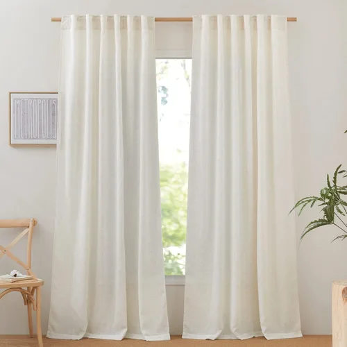 Miniatura 40 de NICETOWN Cortinas de lino semitraslúcidas para dormitorio, bolsillos para barra y pestaña trasera, tratamientos de ventana transparentes de lino