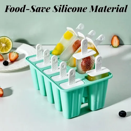 Miniatura 4 de AuraGlor Juego de 12 moldes reutilizables para paletas de silicona, moldes para hacer helados, moldes para helados, accesorios de cocina, fácil