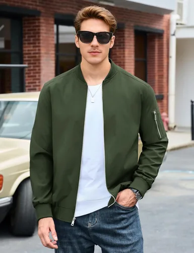 Miniatura 6 de MAGNIVIT - Chaqueta bomber ligera para hombre, cortavientos, casual, para primavera y otoño, para exteriores